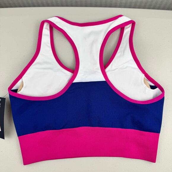 Tommy Hilfiger Sport Pink/Blue/White Sports Bra Racerback Size Medium Low Impact - Picture 3 of 6